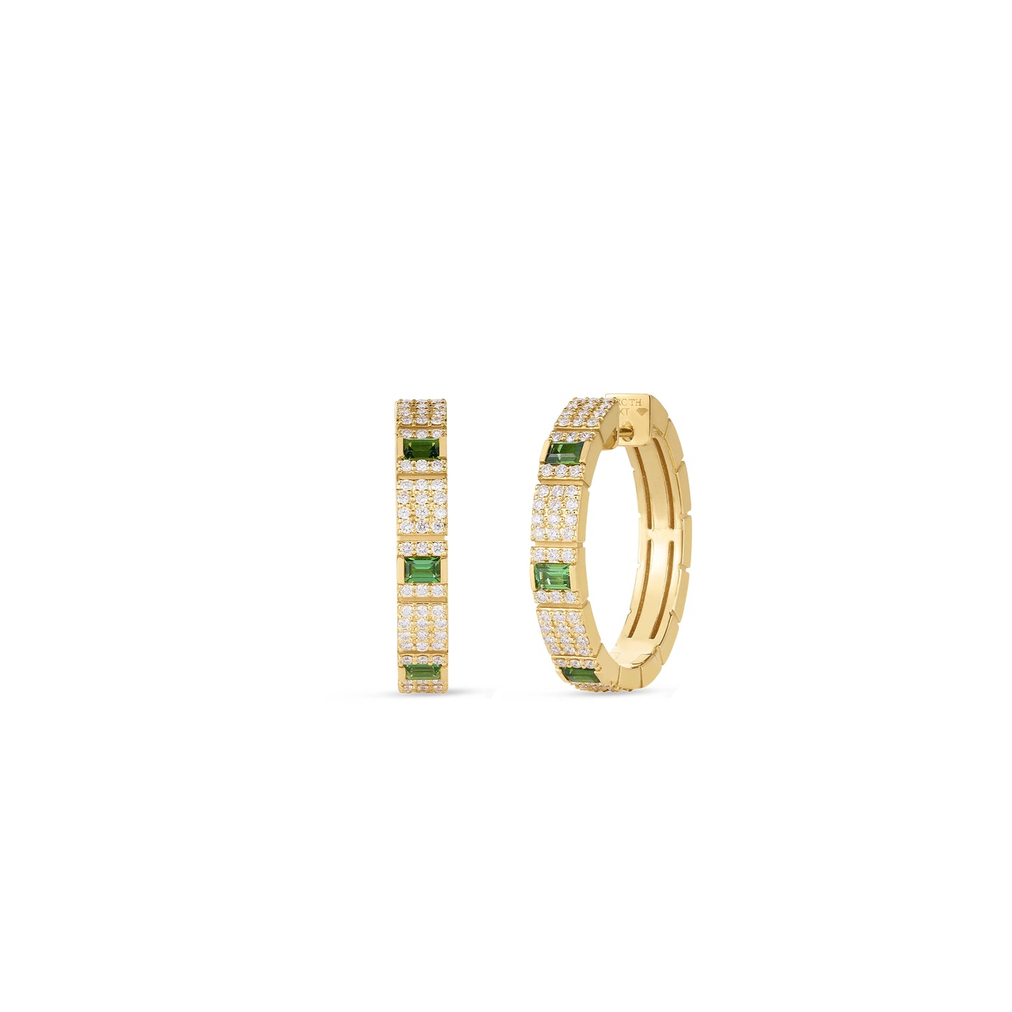 Roberto Coin 18k Obelisco Pave Diamond & Green Tourmaline Earrings