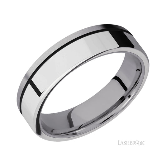 Lashbrook Flat/Tantalum Band with one inlay of Palladium Silver