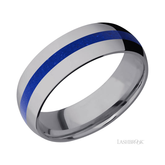 Lashbrook Domed/Tantalum Band with Centered inlay of Lapis