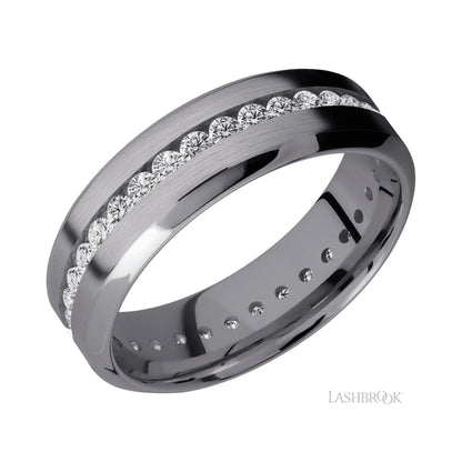 Lashbrook High Bevel/Tantalum Band with Lab Grown Diamond
