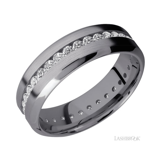 Lashbrook High Bevel/Tantalum Band with Lab Grown Diamond