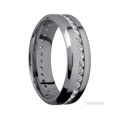 Lashbrook High Bevel/Tantalum Band with Lab Grown Diamond