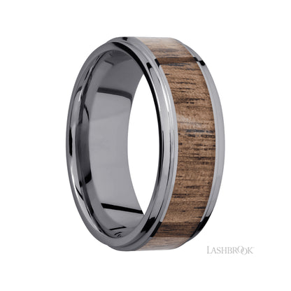 Lashbrook Flat Grooved Edges/Tantalum Band with Centered inlay of Walnut