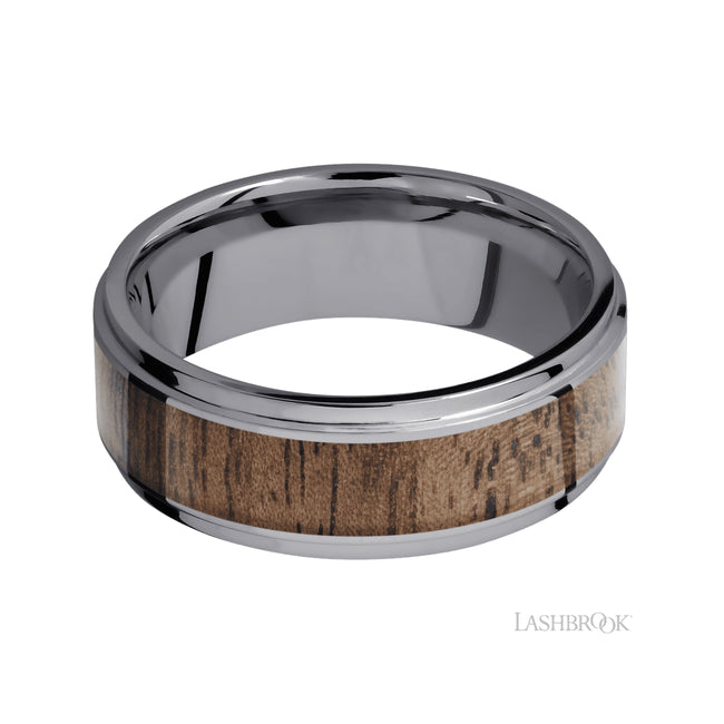 Lashbrook Flat Grooved Edges/Tantalum Band with Centered inlay of Walnut