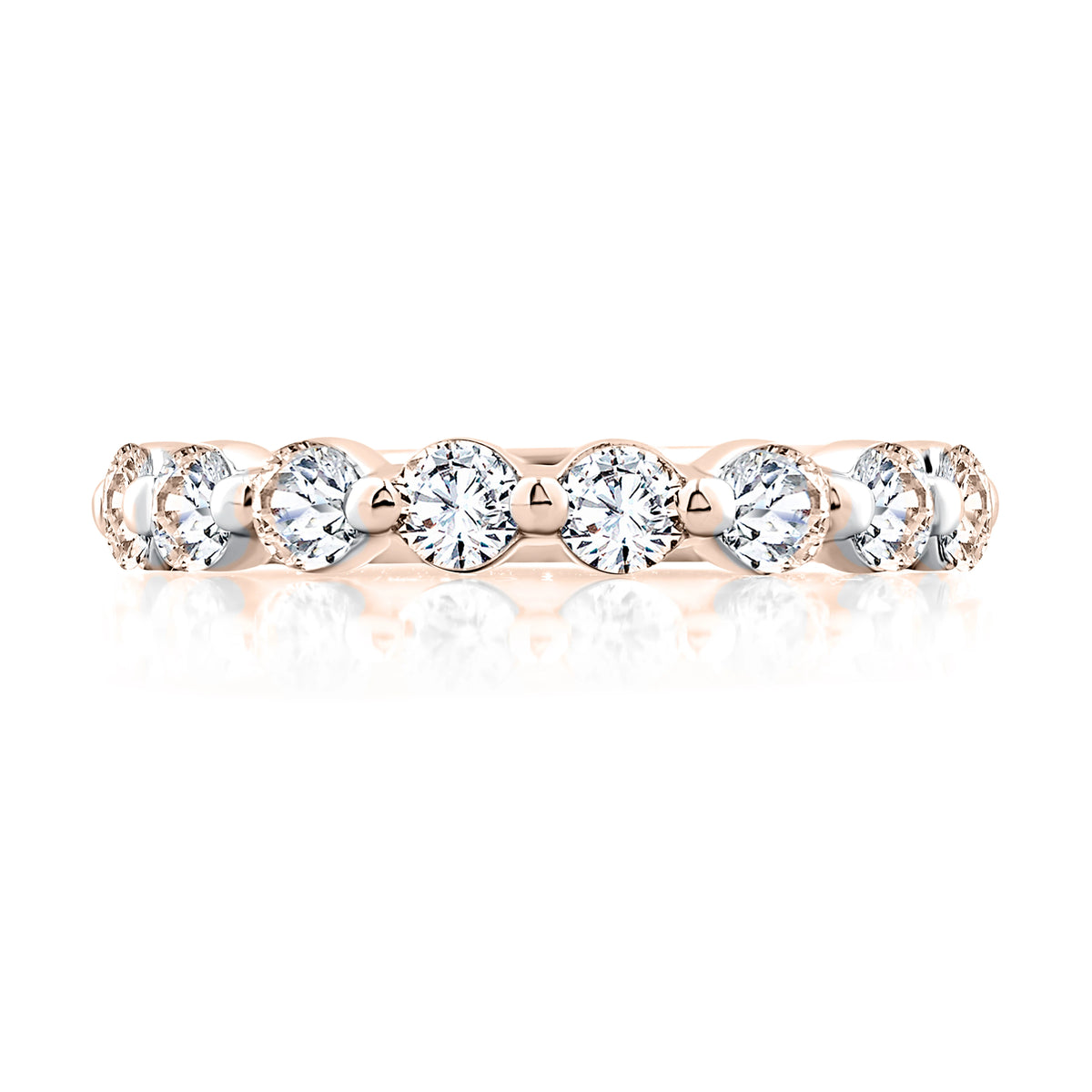 Single Shared Prong Diamond Wedding Band