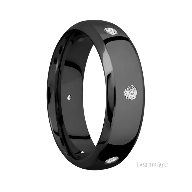 Lashbrook Domed Bevel/Zirconium Band with Diamond