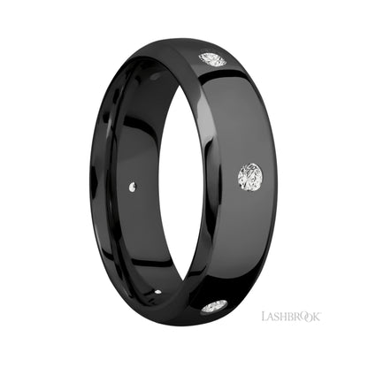 Lashbrook Domed Bevel/Zirconium Band with Diamond
