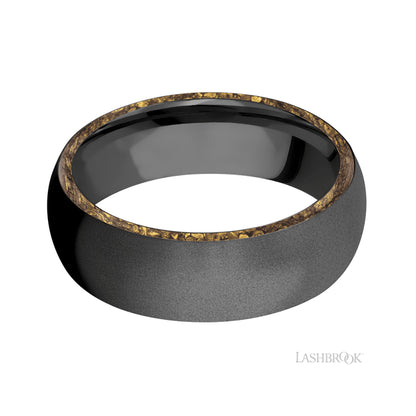 Lashbrook Domed/Zirconium Band with two inlays of Alaskan Gold Nugget