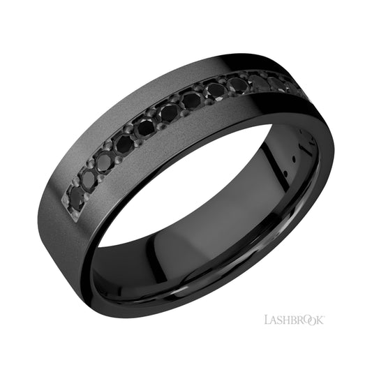 Lashbrook Flat/Zirconium Band with Black Diamond
