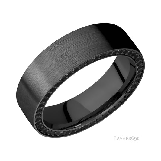 Lashbrook Flat/Zirconium Band with Black Diamond