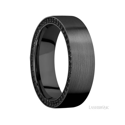 Lashbrook Flat/Zirconium Band with Black Diamond