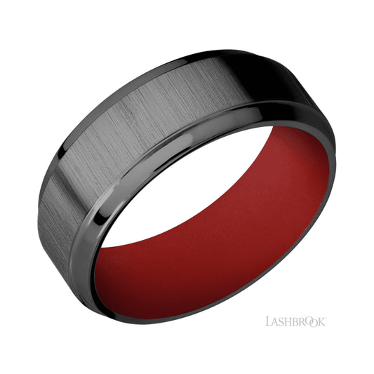 Lashbrook Stepped Bevel Zirconium Band featuring a USMC Red sleeve