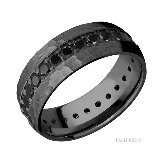 Lashbrook Domed/Zirconium Band with Round Black Diamond