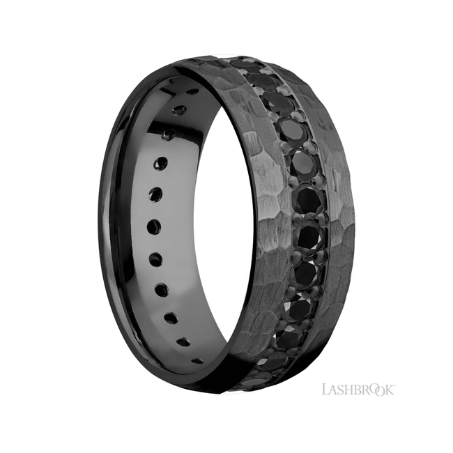 Lashbrook Domed/Zirconium Band with Round Black Diamond