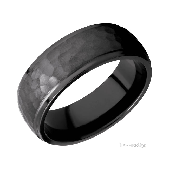 Lashbrook Domed Stepped Down Edges Zirconium Band