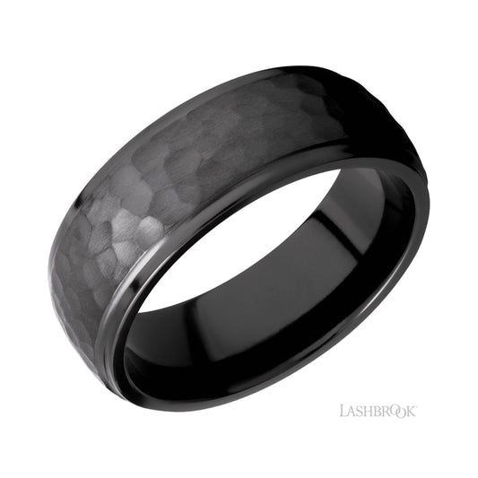 Lashbrook Domed Stepped Down Edges Zirconium Band