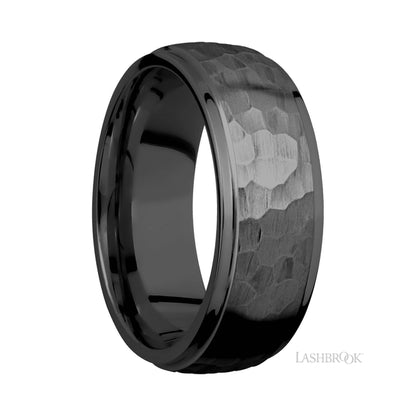 Lashbrook Domed Stepped Down Edges Zirconium Band