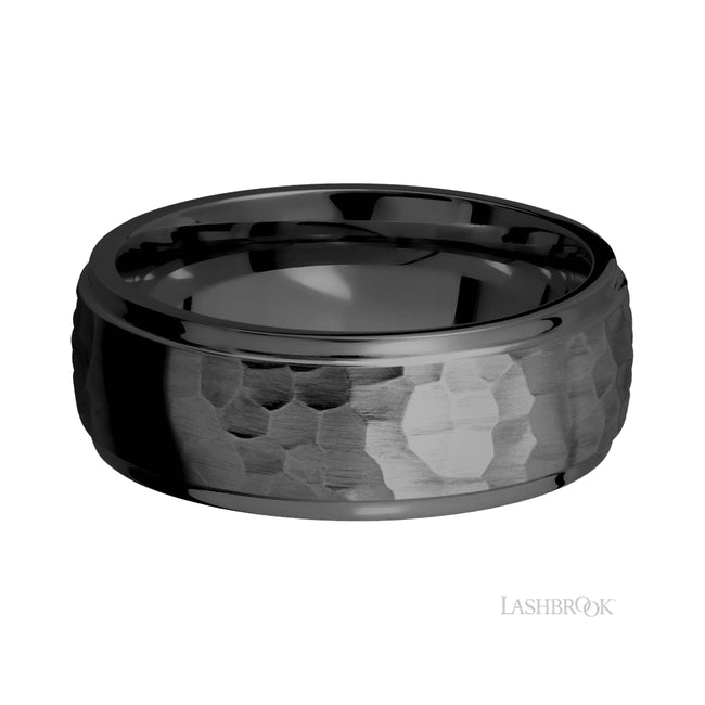 Lashbrook Domed Stepped Down Edges Zirconium Band