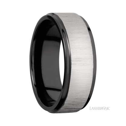 Lashbrook Flat Grooved Edges Zirconium Band