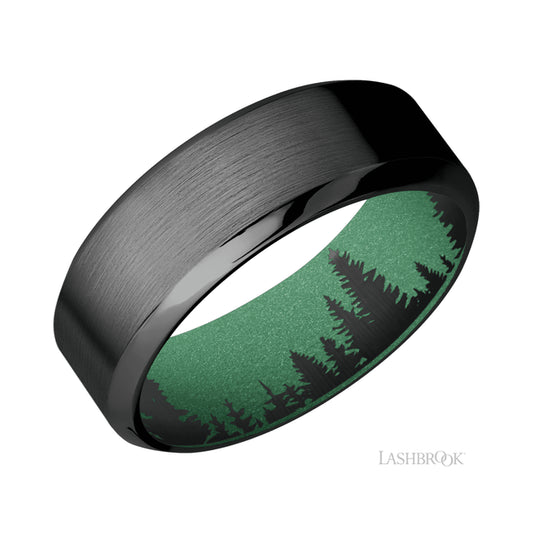 Lashbrook High Bevel Zirconium Band featuring a Bright Nickel sleeve