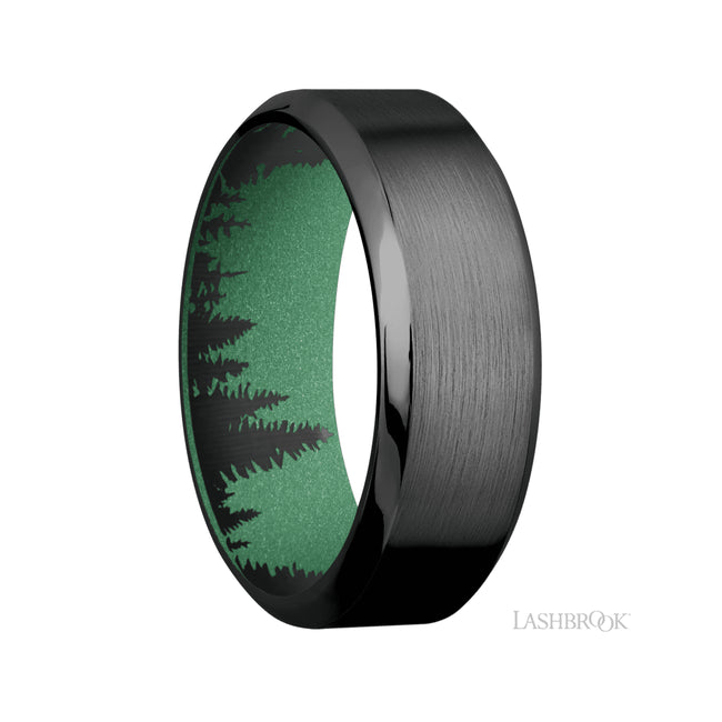 Lashbrook High Bevel Zirconium Band featuring a Bright Nickel sleeve
