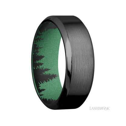 Lashbrook High Bevel Zirconium Band featuring a Bright Nickel sleeve