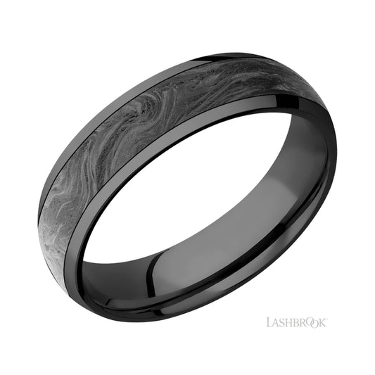 Lashbrook Domed/Zirconium Band with inlay of Forged Carbon Fiber