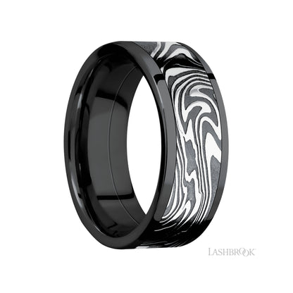 Lashbrook Flat/Zirconium Band with one mm Centered inlay of Kinetic