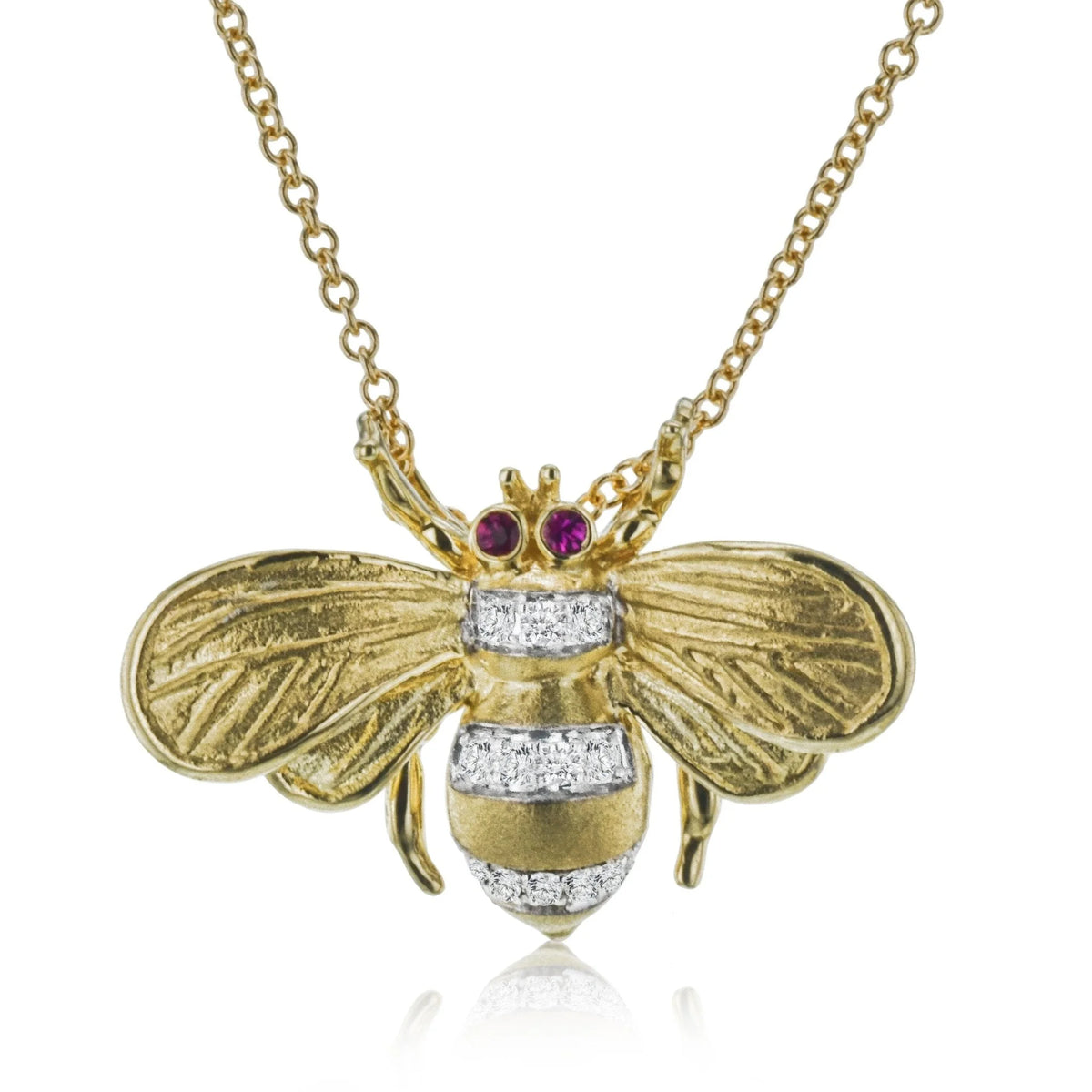 Simon G. Bee Pendant Necklace with Diamond & Ruby Eyes