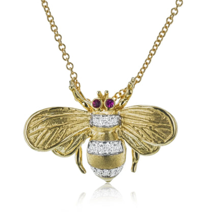 Simon G. Bee Pendant Necklace with Diamond & Ruby Eyes