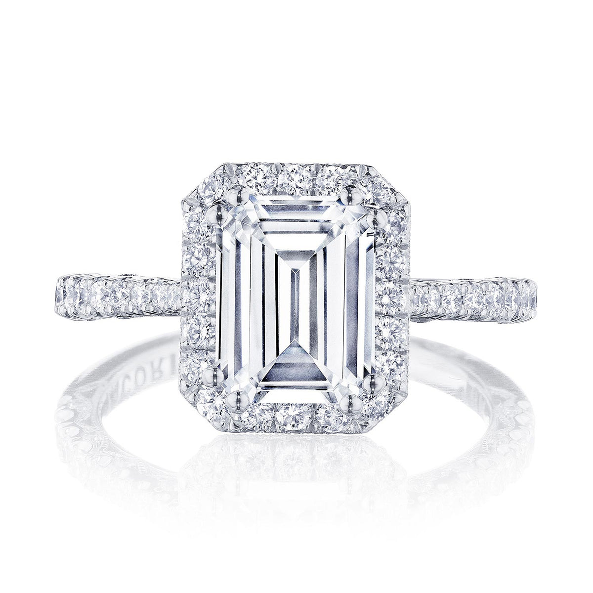 Tacori Platinum Emerald Bloom Engagement Ring