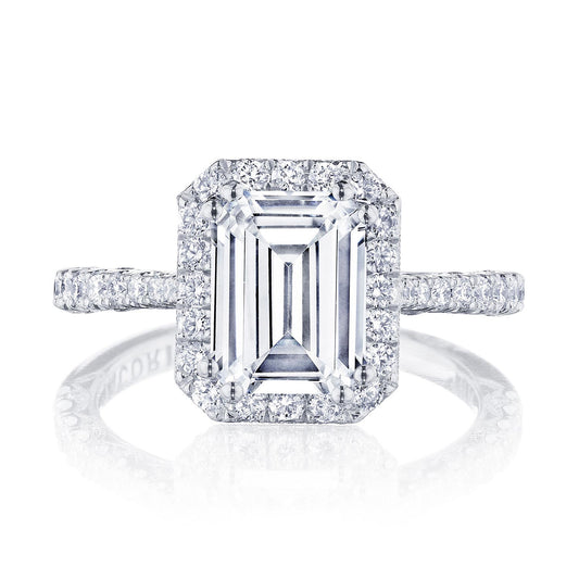 Tacori Platinum Emerald Bloom Engagement Ring