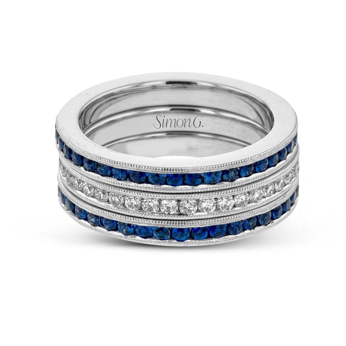 Simon G. Sapphire & Diamond Channel Band Set