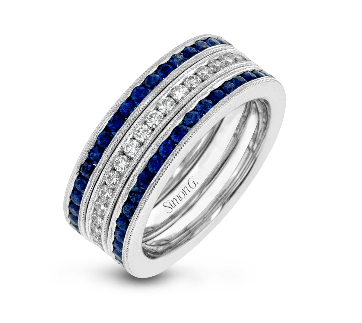 Simon G. Sapphire & Diamond Channel Band Set