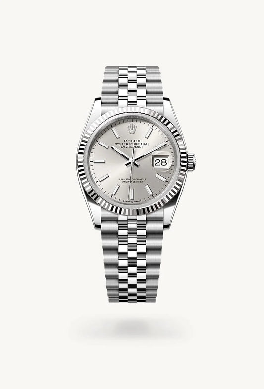 rolex Datejust in White Rolesor - combination of Oystersteel and white gold, M126234-0013 - Lenox Jewelers