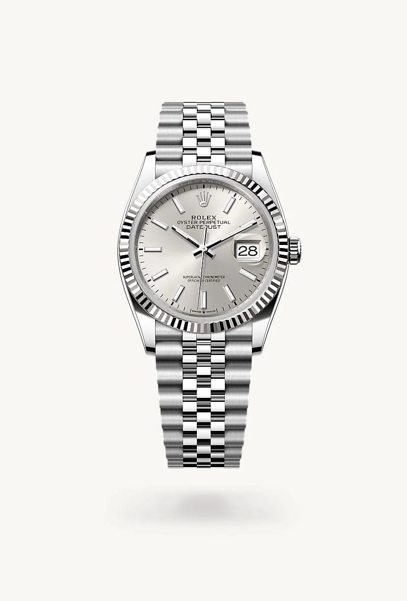 Rolex Datejust in White Rolesor - combination of Oystersteel and white gold, M126234-0013 - Lenox Jewelers