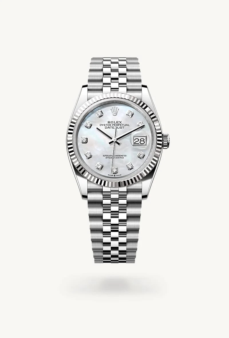 Rolex Datejust in White Rolesor - combination of Oystersteel and white gold, M126234-0019 - Lenox Jewelers