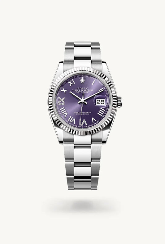 rolex Datejust in White Rolesor - combination of Oystersteel and white gold, M126234-0064 - Lenox Jewelers
