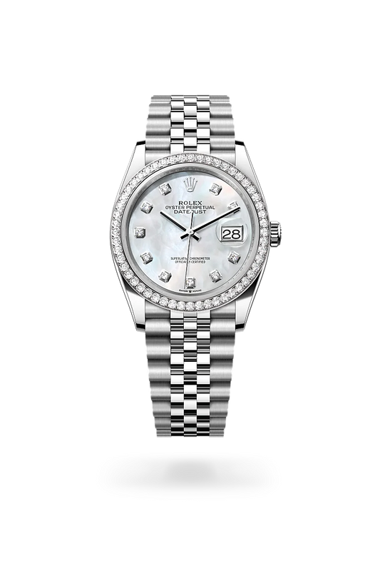 rolex Datejust in White Rolesor - combination of Oystersteel and white gold, M126284RBR-0011 - Lenox Jewelers