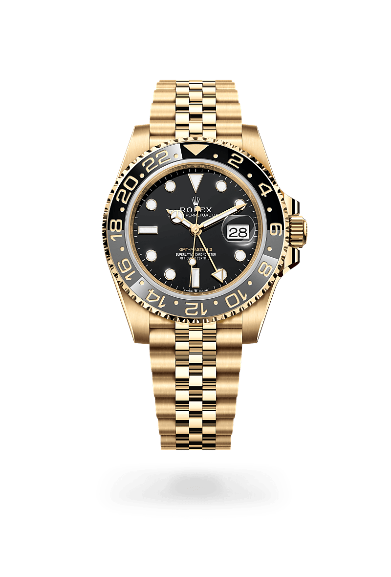 rolex GMT-Master II in 18 kt yellow gold, M126718GRNR-0001 - Lenox Jewelers Sas