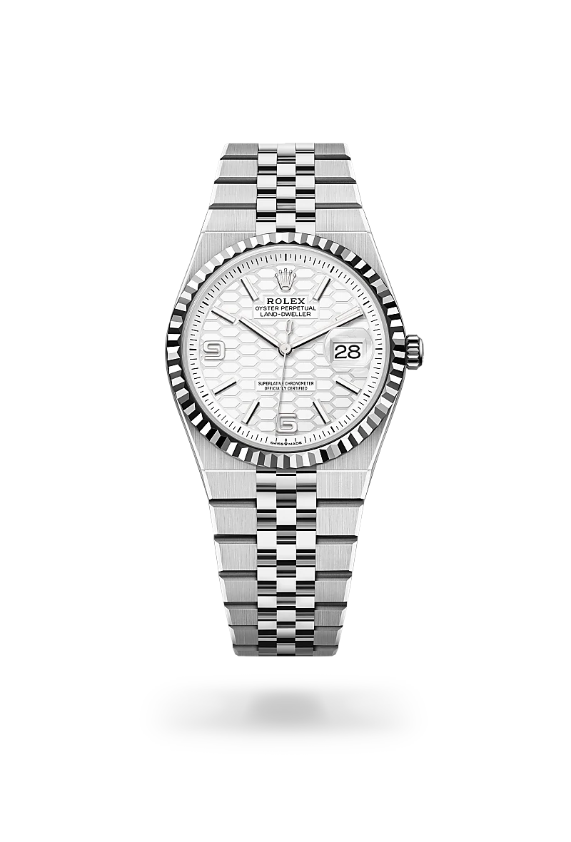 Rolex Land-Dweller in White Rolesor - combination of Oystersteel and white gold, M127234-0001 - Lenox Jewelers