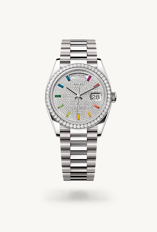 rolex Day-Date in 18 kt white gold, M128349RBR-0081 - Lenox Jewelers
