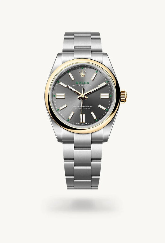 rolex Oyster Perpetual in Yellow Rolesor - combination of Oystersteel and yellow gold, M134303-0001 - Lenox Jewelers
