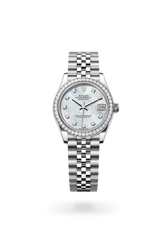 rolex Datejust in White Rolesor - combination of Oystersteel and white gold, M278384RBR-0008 - Lenox Jewelers