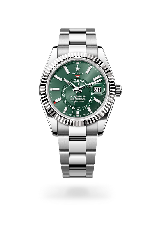 rolex Sky-Dweller in White Rolesor - combination of Oystersteel and white gold, M336934-0001 - Lenox Jewelers