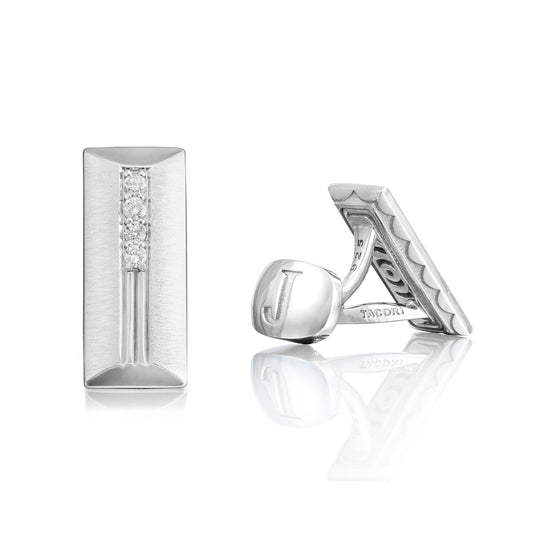 Tacori Sterling Silver Diamond Monogram Cufflinks