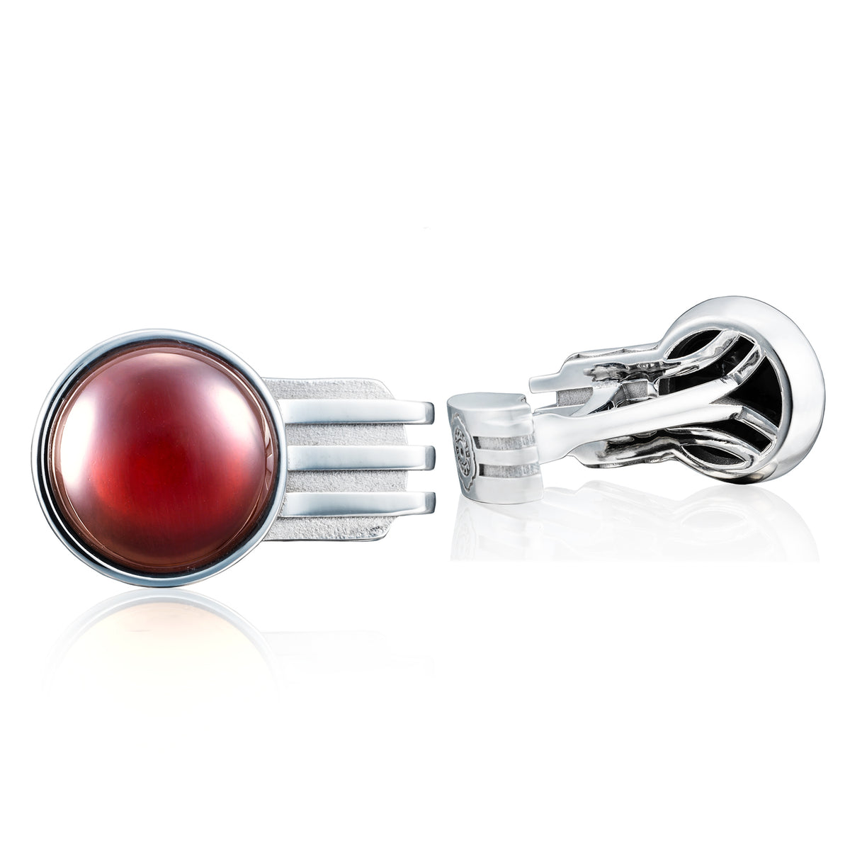 Tacori Sterling Silver Garnet Over Mother of Pear Cufflinks