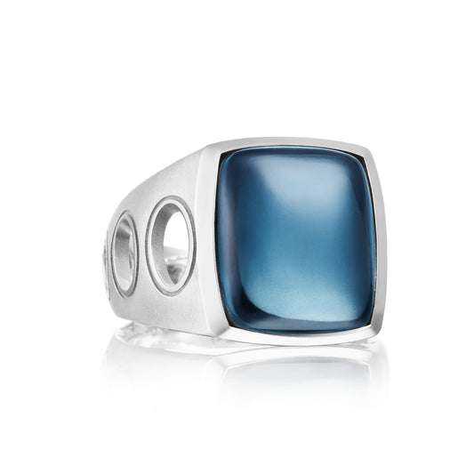 Tacori Sterling Silver Vented Gemstone Ring featuring London Blue Topaz over Hematite