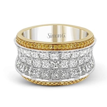 Simon G. Three-Row Princess & Yellow Diamond Ring