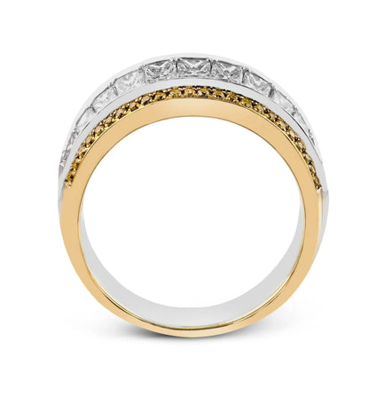 Simon G. Three-Row Princess & Yellow Diamond Ring